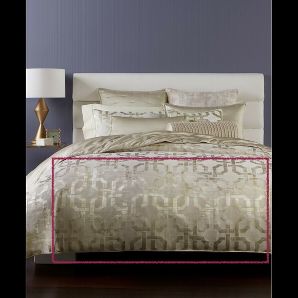 NEW Hotel‎ Collection Fresco Metallic Full/Queen Duvet Cover in Gold #D36 - Picture 9 of 11